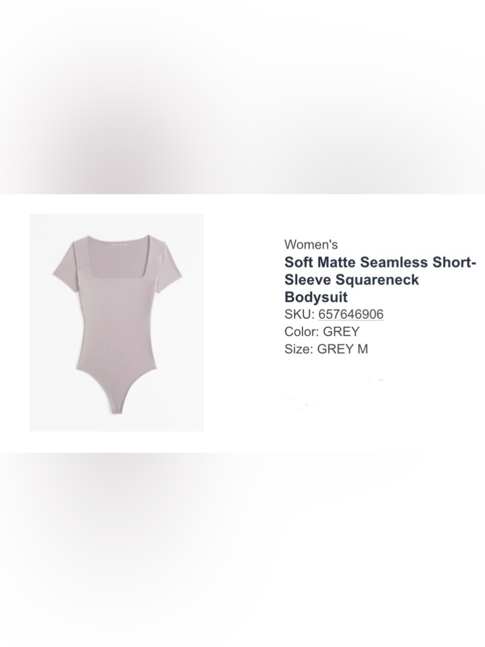 Abercrombie & Fitch NWT Soft Matte Seamless Short Sleeve Squareneck Bodysuit